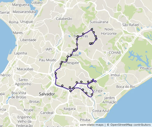 Mapa do itinerário da linha