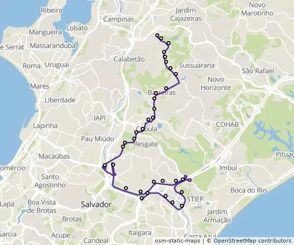 Mapa do itinerário da linha