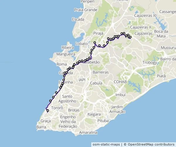 Mapa do itinerário da linha