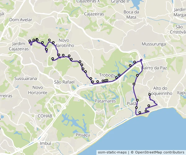 Mapa do itinerário da linha