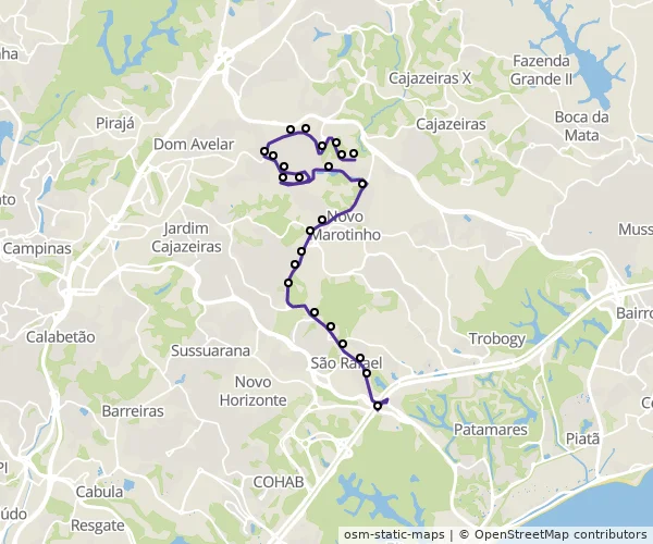 Mapa do itinerário da linha