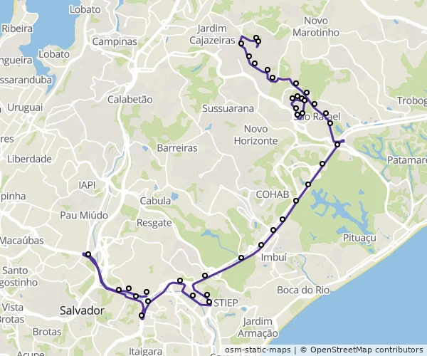 Mapa do itinerário da linha