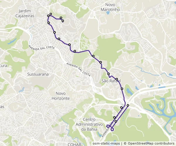 Mapa do itinerário da linha