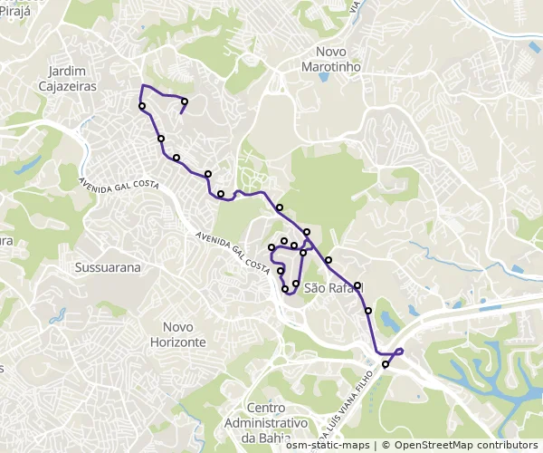 Mapa do itinerário da linha