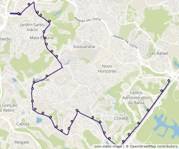 Mapa do itinerário da linha