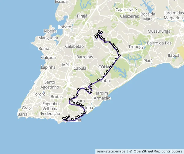 Mapa do itinerário da linha
