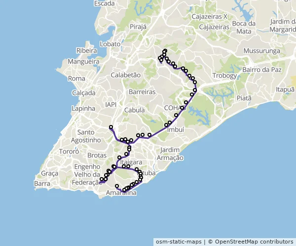 Mapa do itinerário da linha