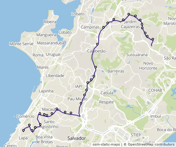 Mapa do itinerário da linha