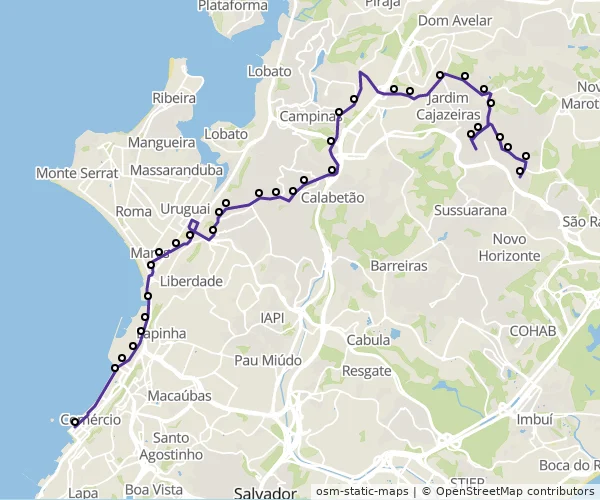 Mapa do itinerário da linha