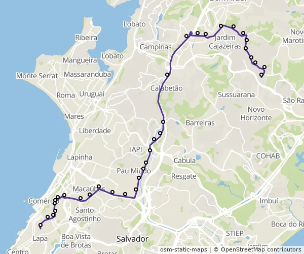 Mapa do itinerário da linha