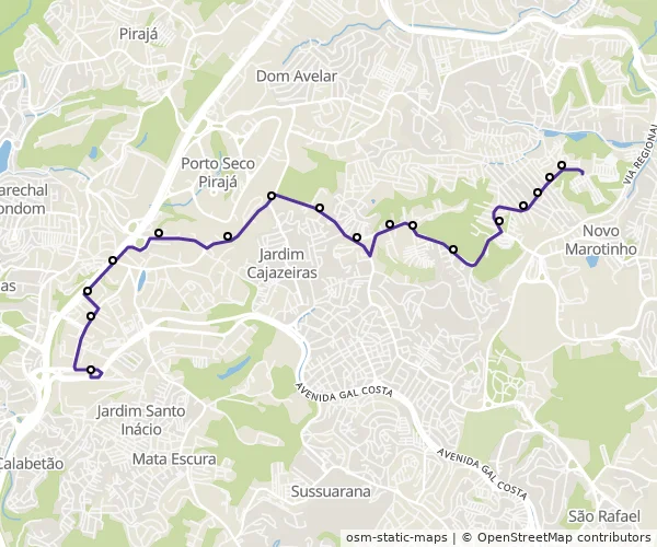 Mapa do itinerário da linha