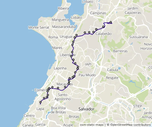 Mapa do itinerário da linha