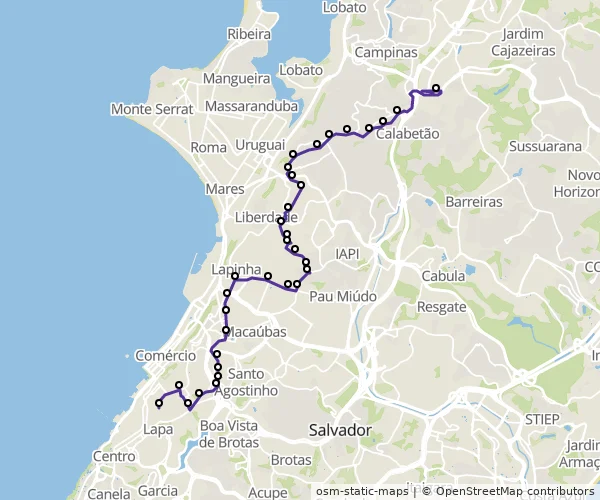 Mapa do itinerário da linha