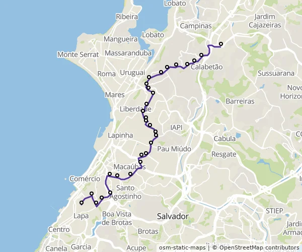 Mapa do itinerário da linha