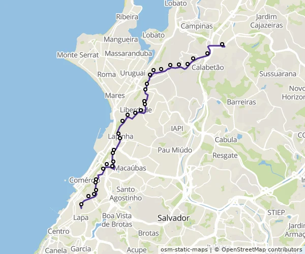 Mapa do itinerário da linha