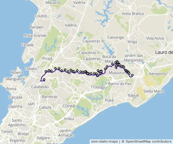 Mapa do itinerário da linha