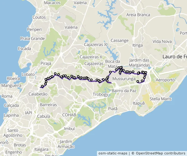 Mapa do itinerário da linha