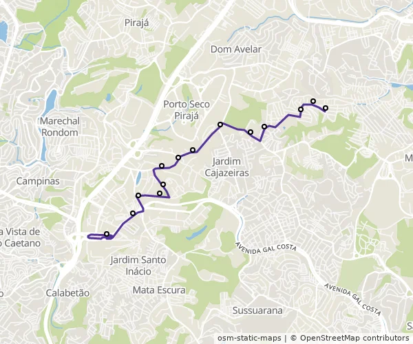 Mapa do itinerário da linha