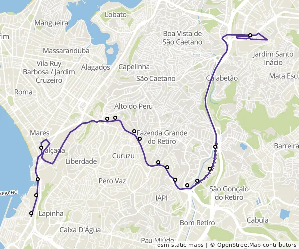 Mapa do itinerário da linha