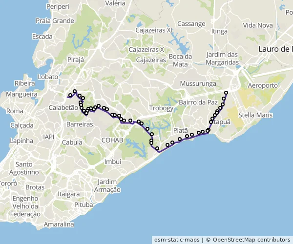 Mapa do itinerário da linha