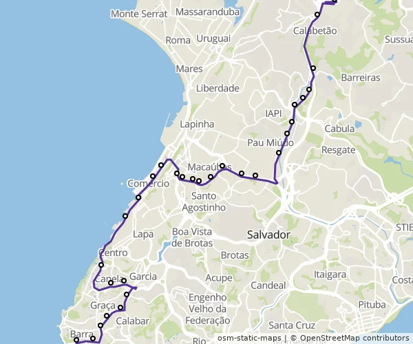 Mapa do itinerário da linha