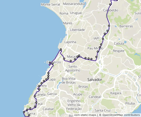 Mapa do itinerário da linha
