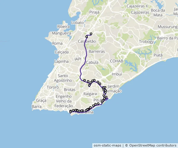 Mapa do itinerário da linha