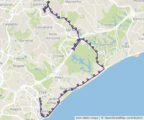 Mapa do itinerário da linha