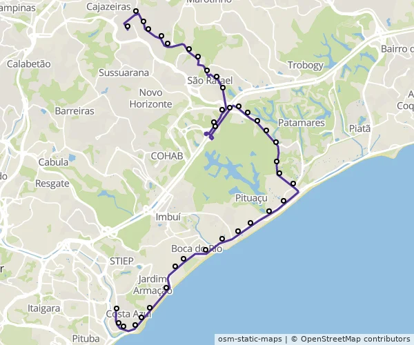 Mapa do itinerário da linha
