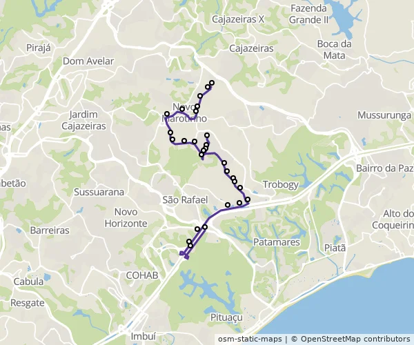 Mapa do itinerário da linha