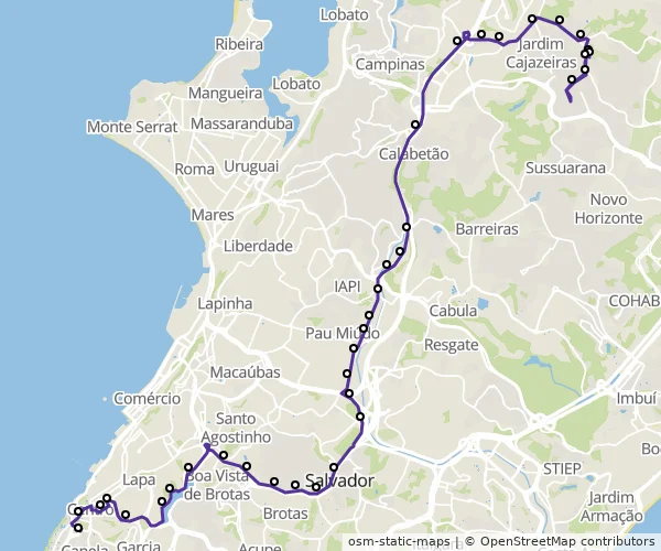 Mapa do itinerário da linha
