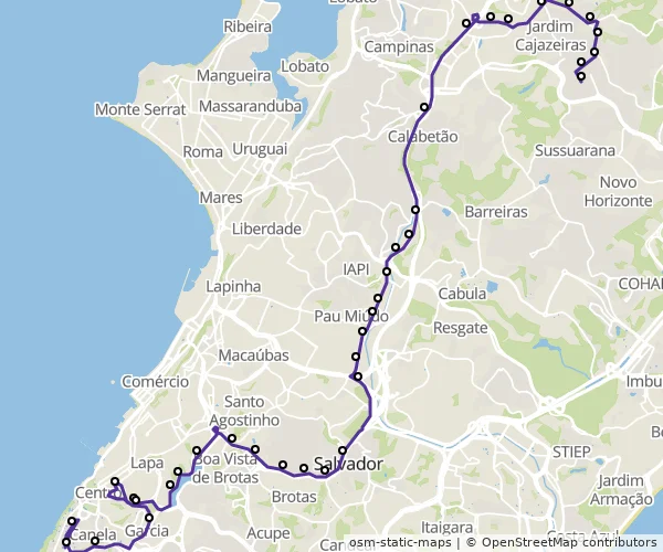 Mapa do itinerário da linha