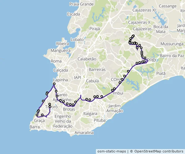 Mapa do itinerário da linha