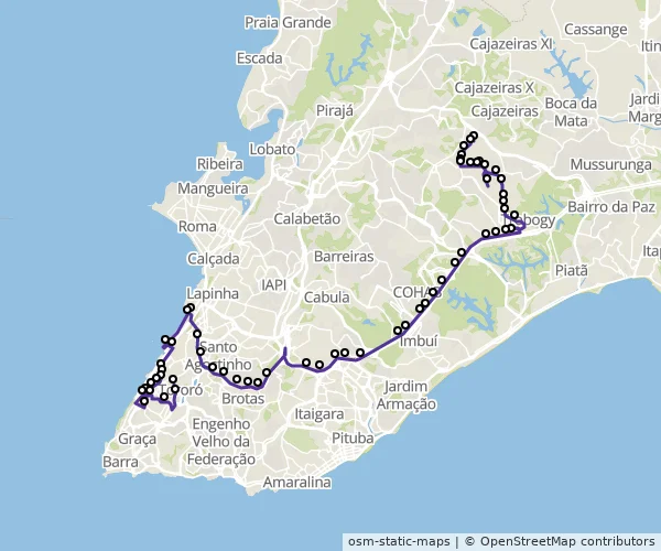 Mapa do itinerário da linha