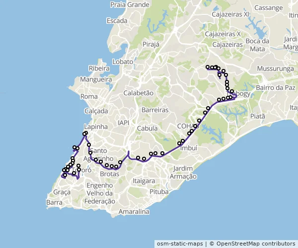 Mapa do itinerário da linha