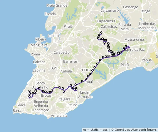 Mapa do itinerário da linha