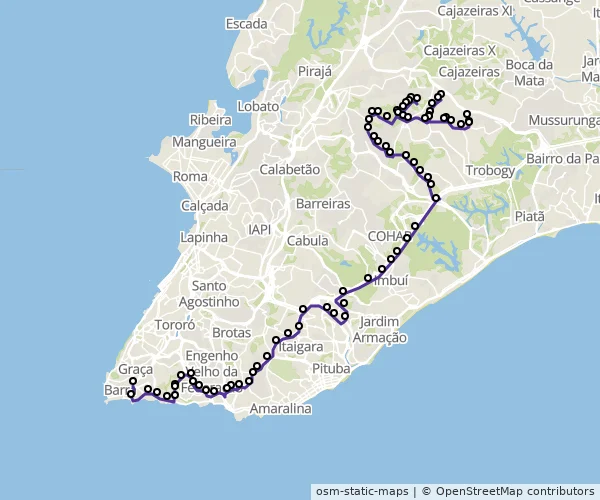 Mapa do itinerário da linha