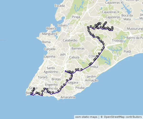 Mapa do itinerário da linha