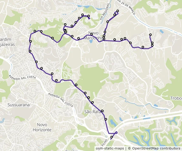 Mapa do itinerário da linha