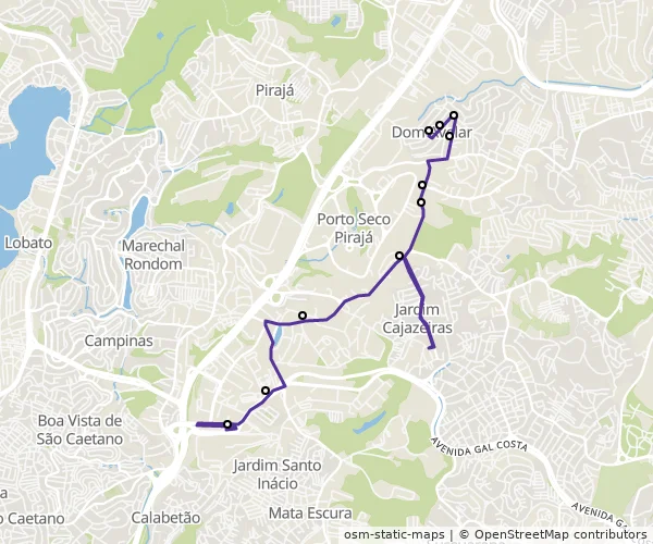 Mapa do itinerário da linha