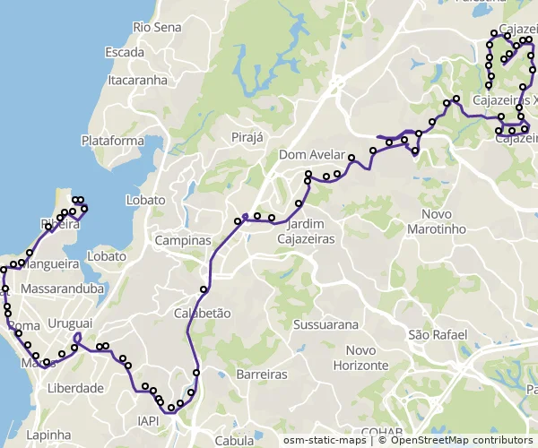 Mapa do itinerário da linha