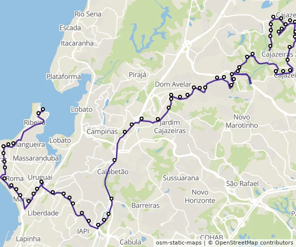 Mapa do itinerário da linha