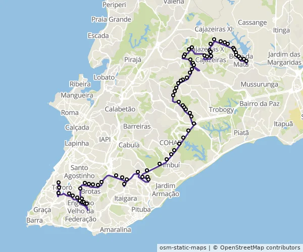 Mapa do itinerário da linha
