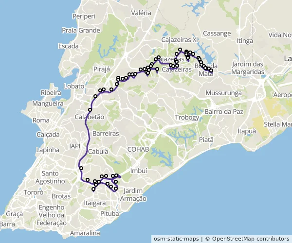 Mapa do itinerário da linha