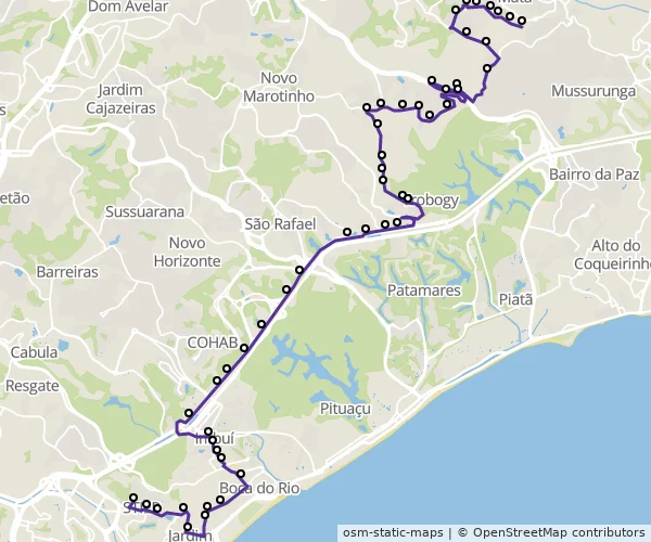 Mapa do itinerário da linha
