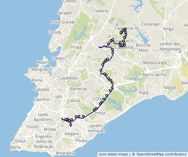 Mapa do itinerário da linha