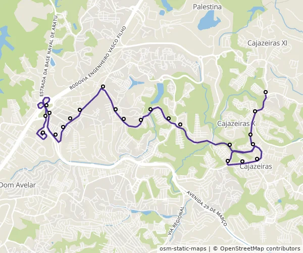 Mapa do itinerário da linha