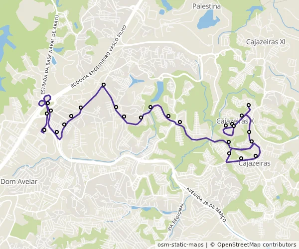 Mapa do itinerário da linha
