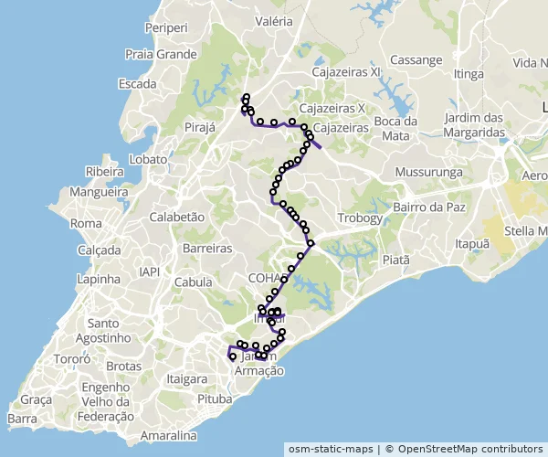 Mapa do itinerário da linha
