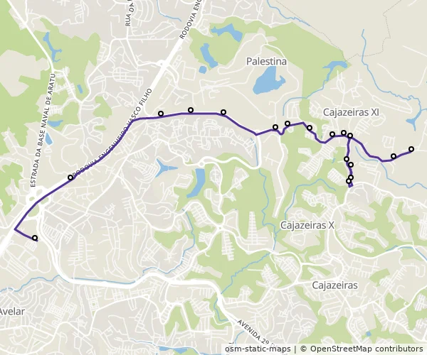 Mapa do itinerário da linha